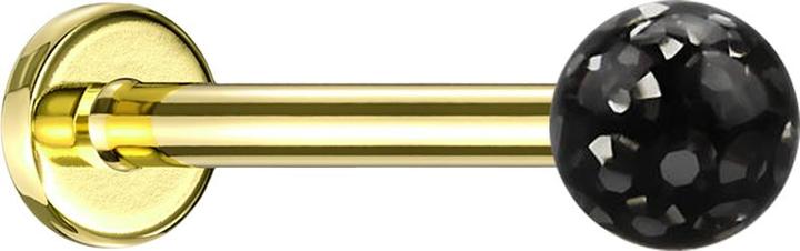 Actual product image Star Piercing Micro labret gold-plated with crystal ball black epoxy protective layer (Titanium, without brass)