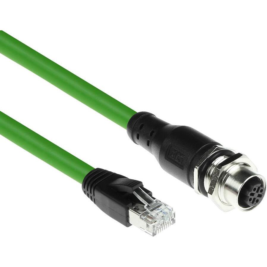 ACT Industrial 3.00 meters Sensor cable M12D 4-pin female chassis to RJ45 male, Superflex Xtreme TPE cab (3 m), Netzwerk...