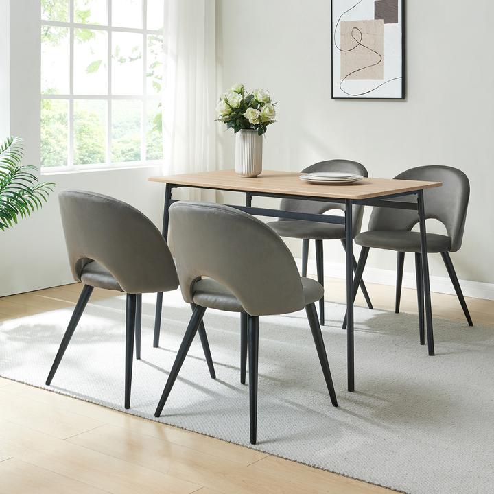 Image du produit En.Casa Esszimmerstuhl Karijoki 4er Set Samt Grau/Schwarz