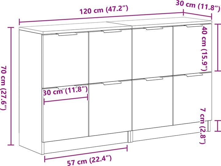 Produktbild vidaXL Schwarz Eiche Sideboard (30 x 30 x 70 cm)