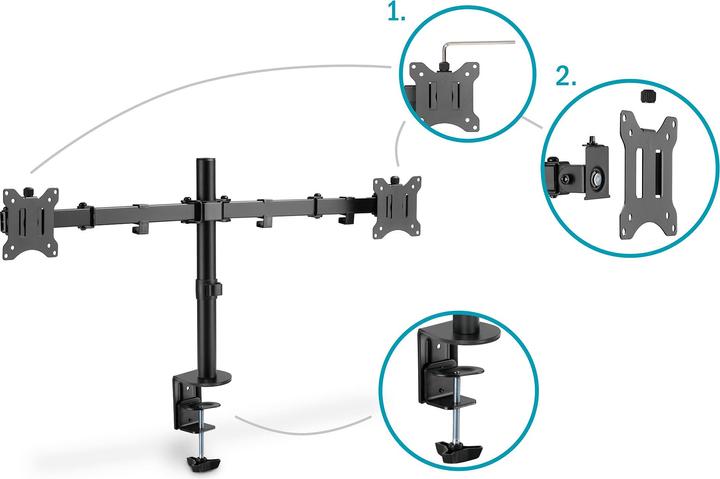 Actual product image Digitus Universal Dual Monitor Clamp Mount (Table, 32")