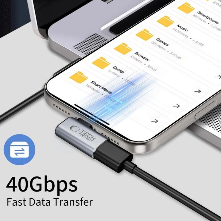 Produktbild Tech-Protect Ultraboost AA01 USB-C Winkeladapter - Grau (USB-C, USB-C)