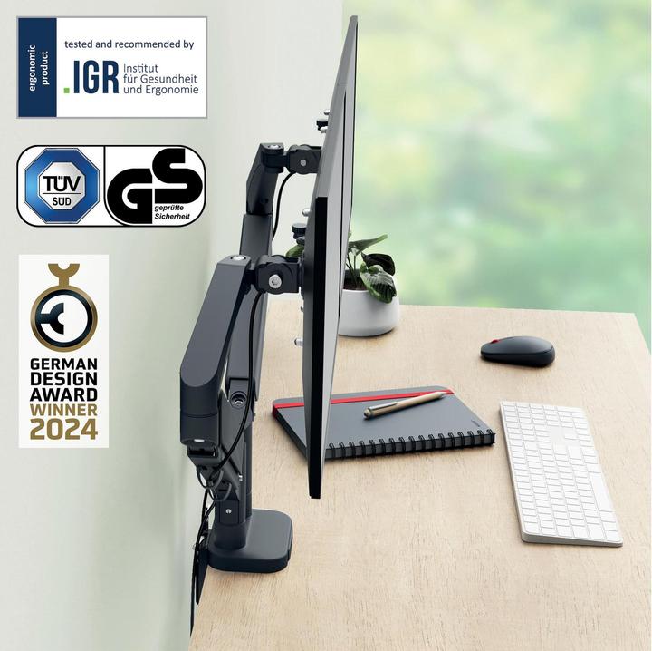 Actual product image Leitz Screen support 2 monitors velvet grey (Table, 32")