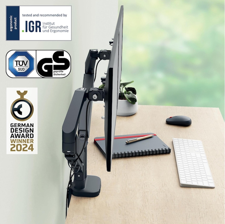 Produktbild Leitz Ergo Platzsparender Dual Monitorarm (Tisch, 32")
