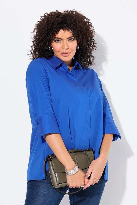 Produktbild Ulla Popken Hemdbluse, Rückenfalte, A-Linie, Hemdkragen, 3/4-Arm (50, 52)