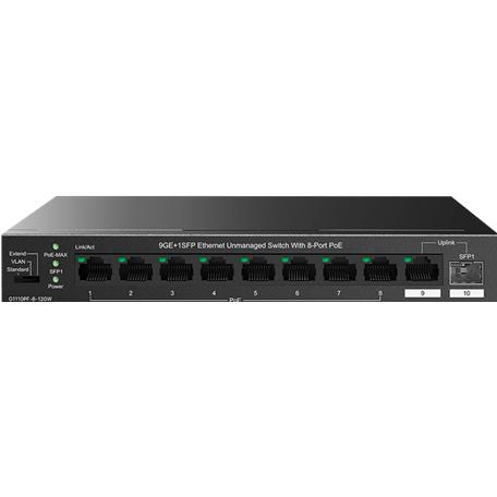 IPC IP-COM Switch PoE - G1110PF-8-120W (9x1Gbps 1x SFP 8x af/at PoE port 110W, 20Gbps) (9 porte), Switch di rete