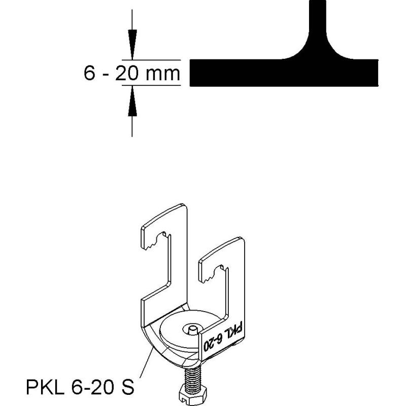 Niedax PKL 6-20 S Profilklemme, leicht, Stahl, bandverzink PKL620S, Elektronikzubehör + Gehäuse, Silber