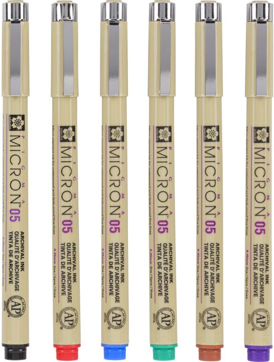 Produktbild Sakura Pigma Micron 05 fineliner set | 6 colours (Basic, 6x)