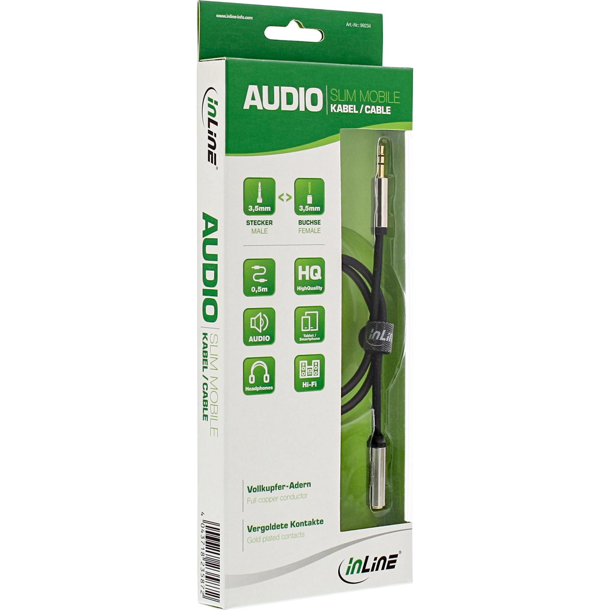 Thumbnail - InLine Slim Audio Kabel Klinke 3 (3 m, 3.5mm Klinke (AUX)), Audio Kabel