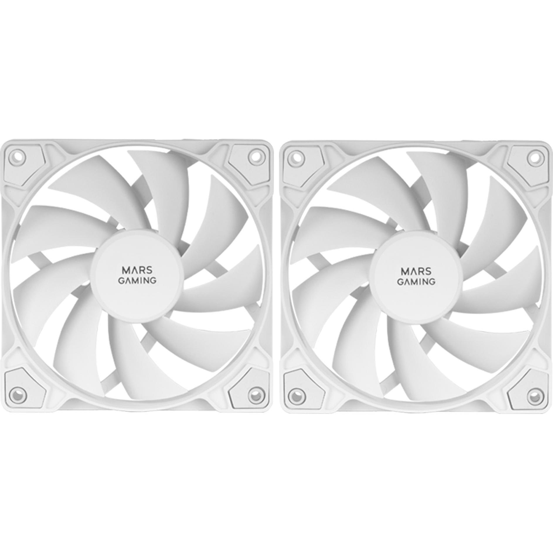 Thumbnail - Mars Gaming Lot De 2 Ventilateurs Boitier Mf-Prox2 - 12cm (Blanc) (120 mm, 2 x), PC Lüfter, Weiss
