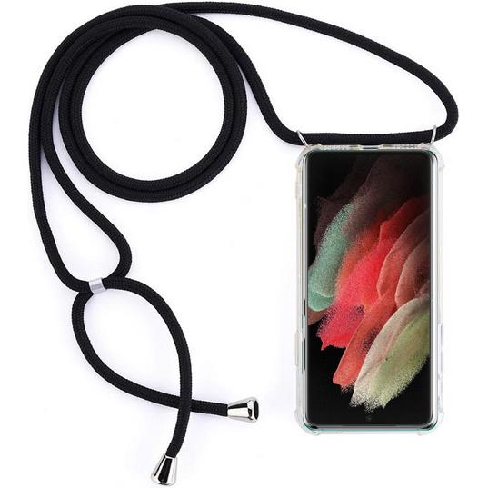 MU Style Hülle zum Umhängen, Handykette, Schwarz, Transparent