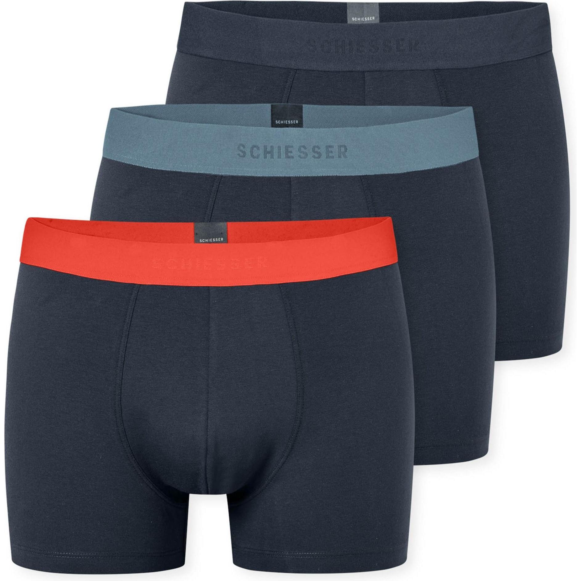 Schiesser, Herren, Unterhosen, Trunk 95/5 Organic Cotton, Blau, (L, 3er Pack)