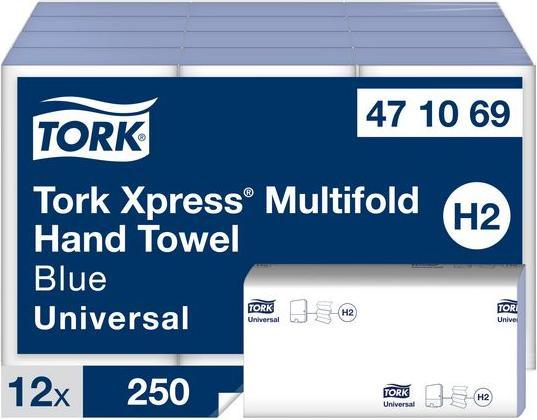 Actual product image Tork Multifold Hand Towel Blue 250x12 (1x)