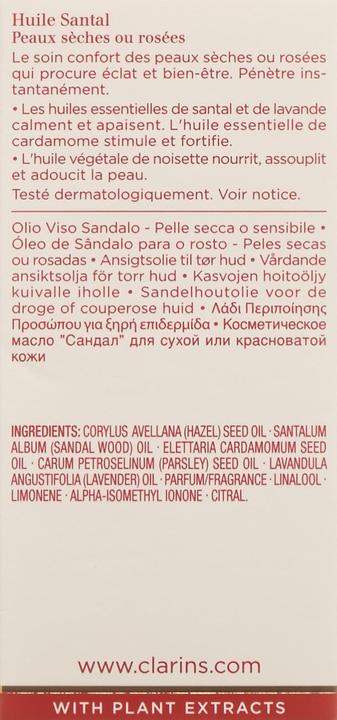 Immagine prodotto Clarins Olio per il viso Huile Santal - Pelle secca/arrossata (30 ml, Olio viso)