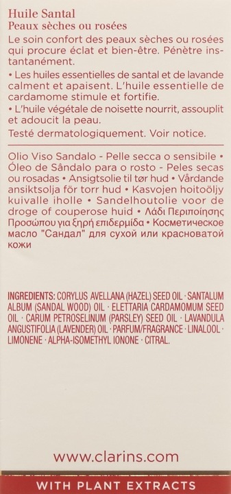 Immagine prodotto Clarins Olio per il viso Huile Santal - Pelle secca/arrossata (30 ml, Olio viso)