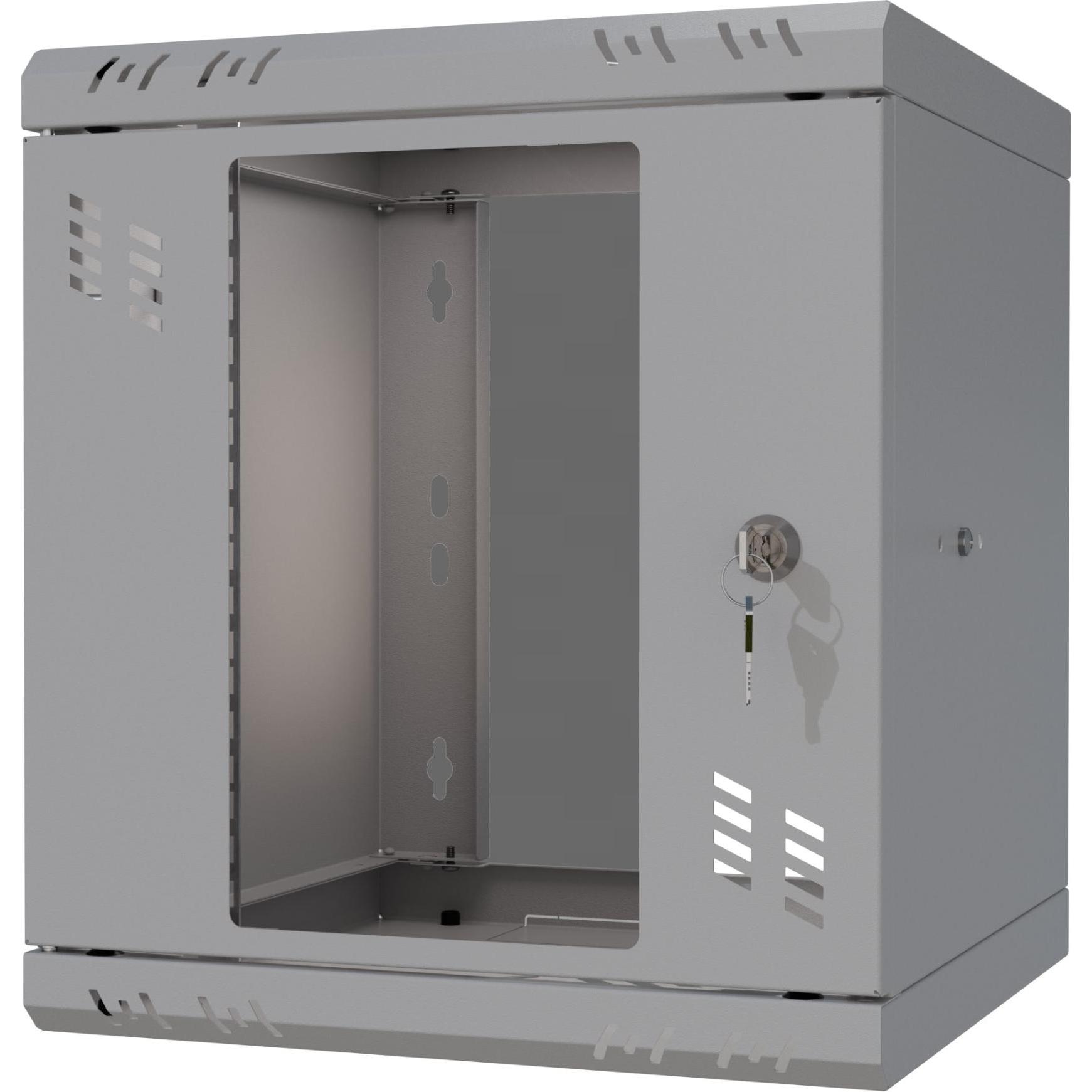 Stalflex Armadio rack 10" 6U, 300 mm, porta in vetro, grigio S-RC10-6U-300GG, Accessori per armadio rack, Grigio