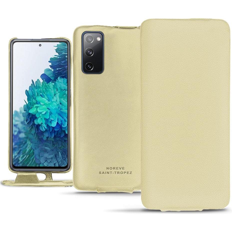 Noreve Lederschutzhülle vertikal (Samsung Galaxy S20 FE), Smartphone Hülle, Beige