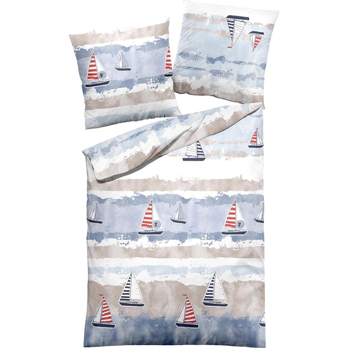 Traumschlaf, Bettwäsche, Segelboote (Bettwäsche Set, 155x200 cm + 80x80 cm)