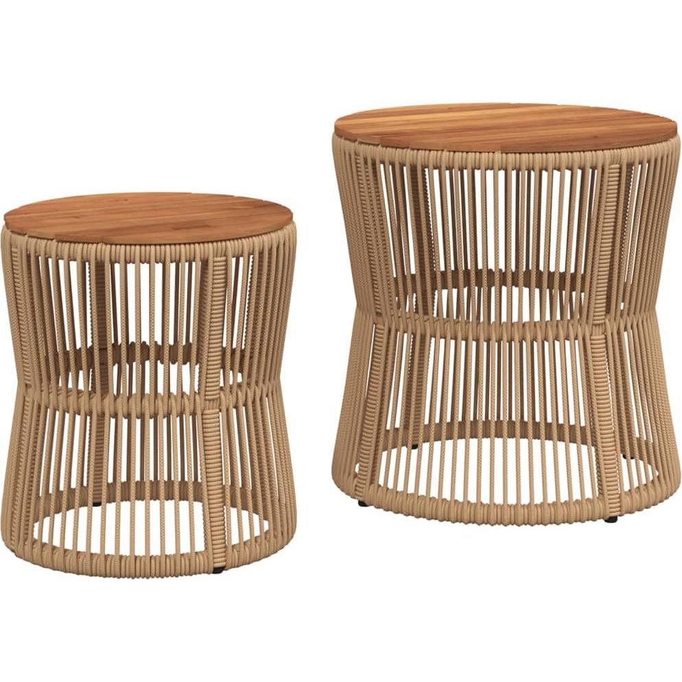 VidaXL, Gartenbeistelltisch + Gartenservierwagen, Garten-Beistelltische 2 Stk. mit platte
