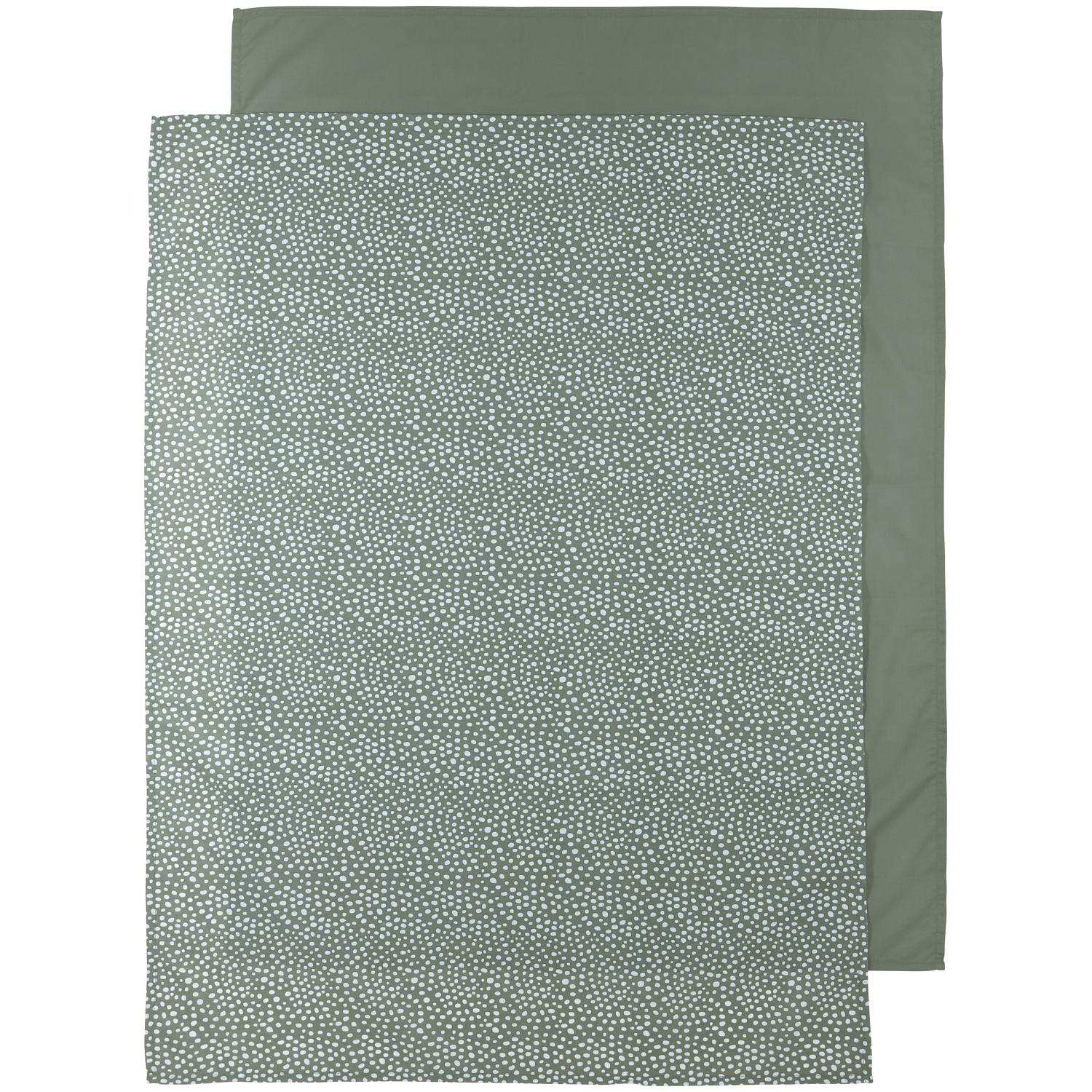Meyco, Babyduvet, Bettlaken 2-pack Cheetah / Uni forest green