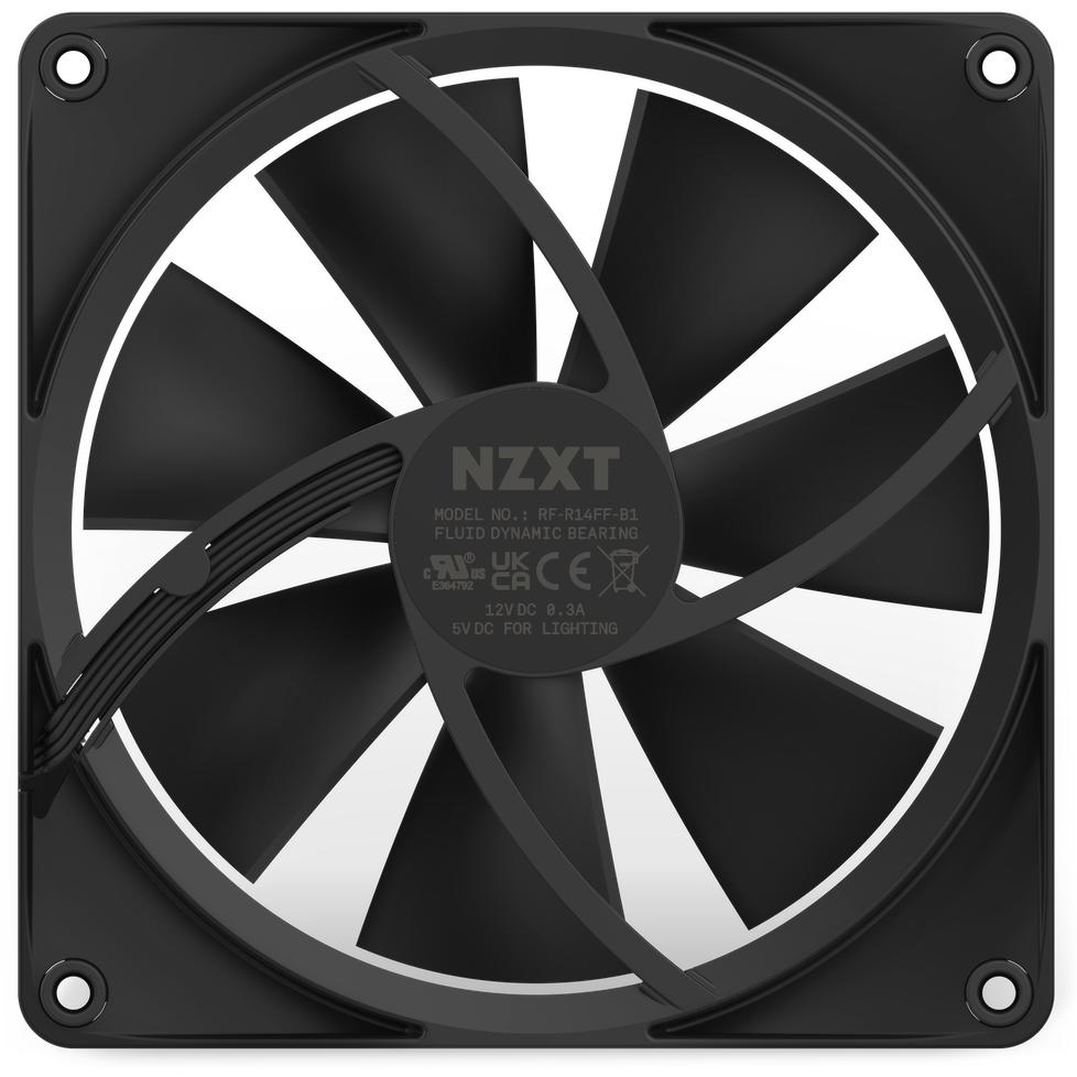 NZXT F140 RGB (140 mm, 1 x), Ventola PC, Nero