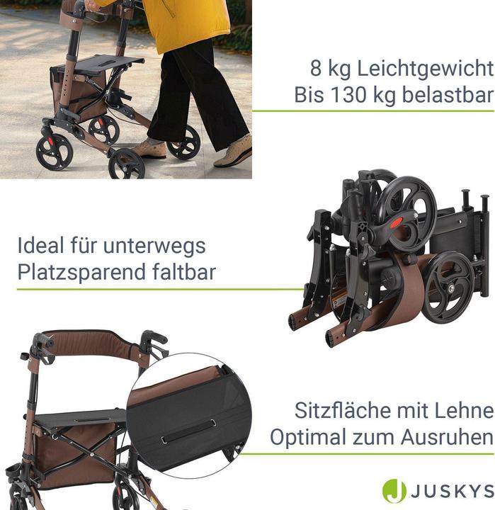 Produktbild Juskys Klappbarer Rollator Vital mit Sitzfläche & Einkaufstasche
