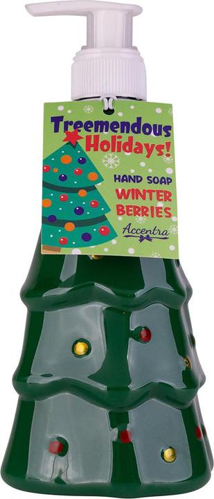 Accentra Soap dispenser with liquid soap XMAS TREE in Christmas tree design, fragrance: Winter Berries (Liquid soap, 300 ml)