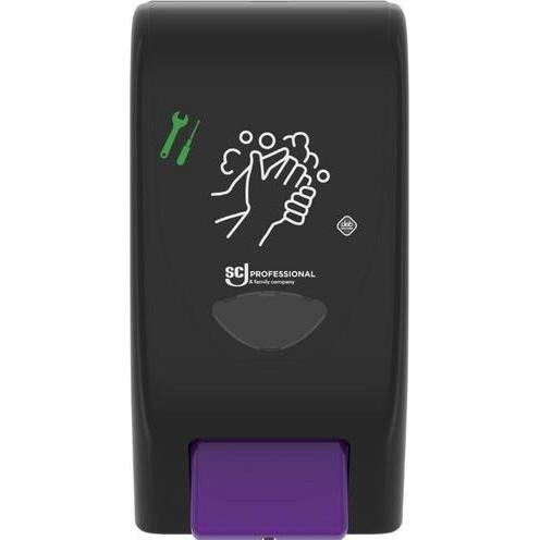 Multi, Dosatore di sapone + portasapone, Dispenser Cleanse Heavy Black Manuel sort/lilla til 4ltr patron, 1 pz.