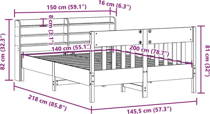 Image du produit vidaXL Bettgestell (140 x 200 cm)
