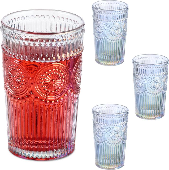 Relaxdays 4x Trinkgläser (0.36 l, 4x)