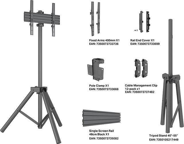 Image du produit Multibrackets Support TV tripode 1x, 32"-75", acier/aluminium (75", 30 kg)