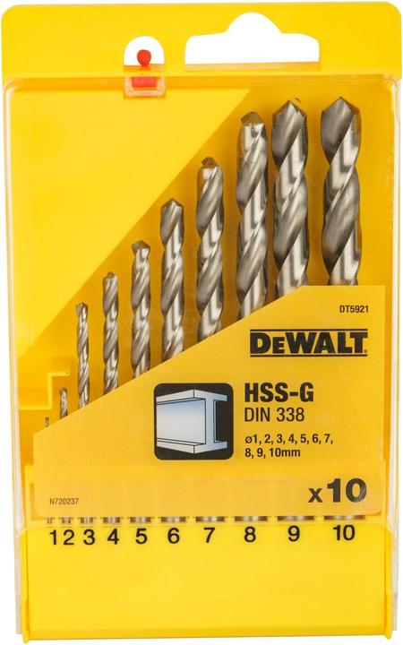 Image du produit DeWalt Jeu de forets à métaux (1 mm, 2 mm, 3 mm, 4 mm, 5 mm, 6 mm, 7 mm, 8 mm, 9 mm, 10 mm)