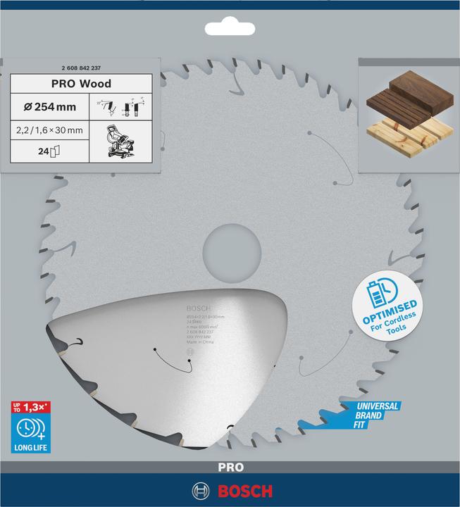 Produktbild Bosch Professional Zubehör PRO Wood cordless Kreissägeblatt, 254 x 2,2 x 30 mm