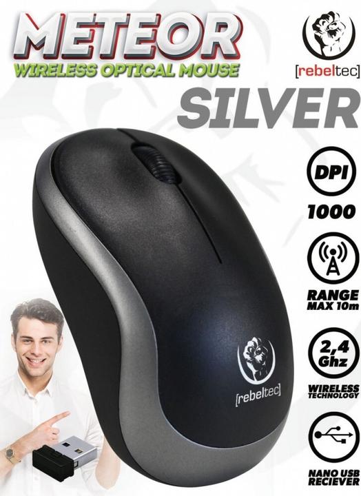 Produktbild Rebeltec optical BT mouse METEOR silver (Kabellos)