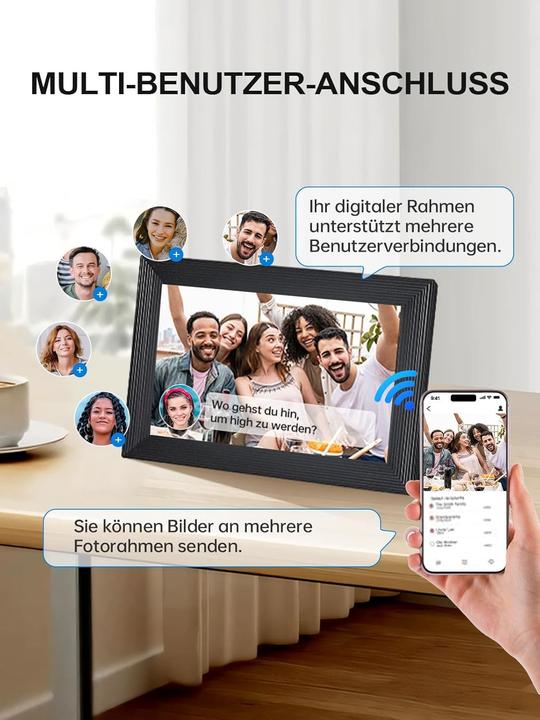 Actual product image Moman Digital Photo Frame with Wi-Fi, Touchscreen, 32GB Memory, Auto-Rotation, App Sharing, Ideal Gift (10.10", 1280 x 800 pixels)
