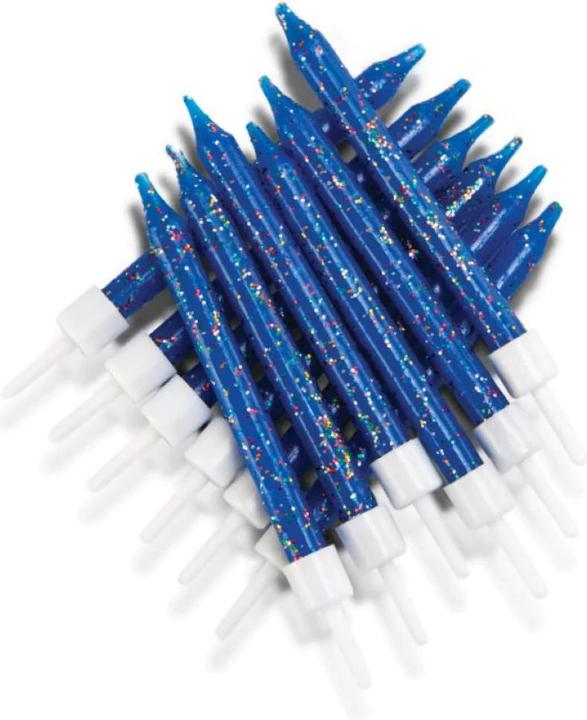 Produktbild Creative Party Royalblaue Glitterkerzen (12 Stk.)