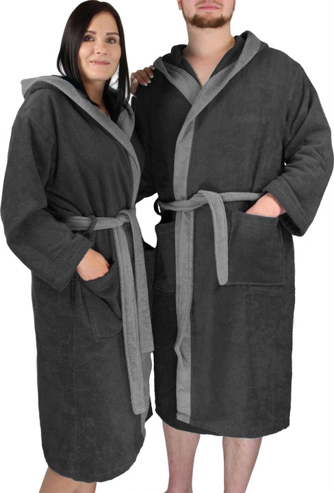 Produktbild Normani Damen Baumwoll-Bademantel mit Frottee, zweifarbig - OEKO-TEX® 100 - 8783 (3XL)