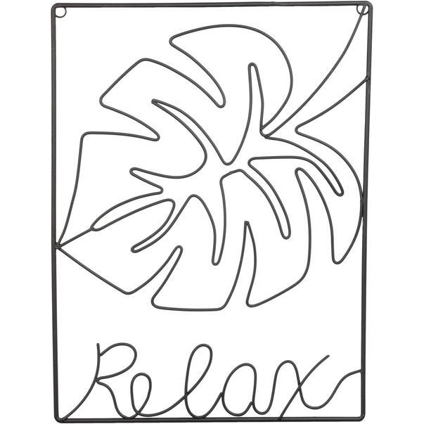 MICA Living, Wanddeko, Wandbild - Relax - schwarz - aus Metall - ca. 30 x 1 x 40,5 cm