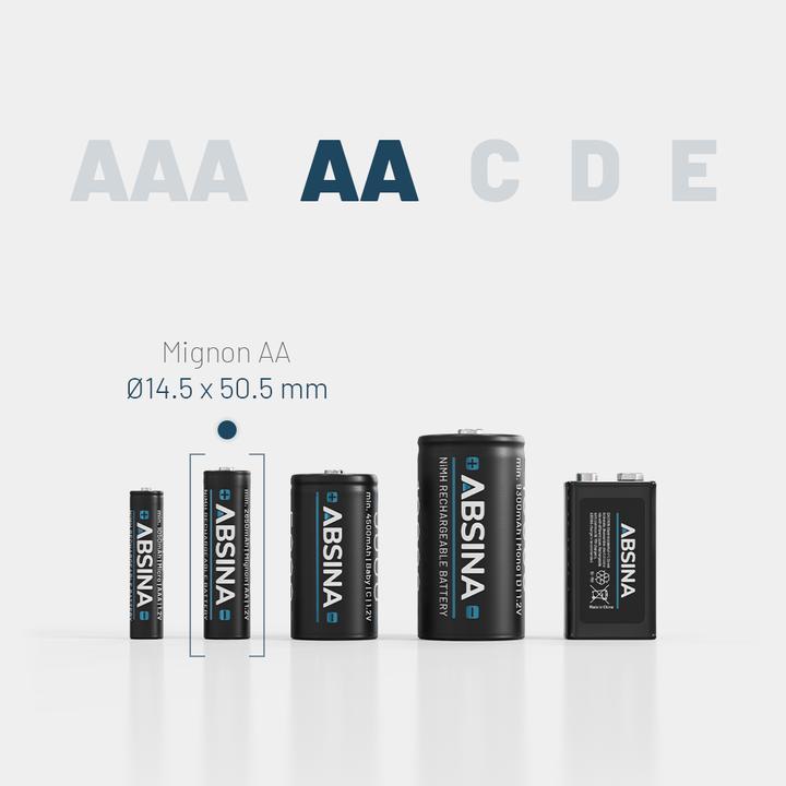 Immagine prodotto Absina Mignon (AA)-Akku NiMH 1.2 V 4 St. (4 pz., AA, 800 mAh)