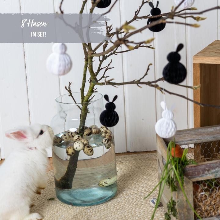 Image du produit Papierdrachen 8 lapins de Pâques en papier de soie noir et blanc - Set 05 (8x)