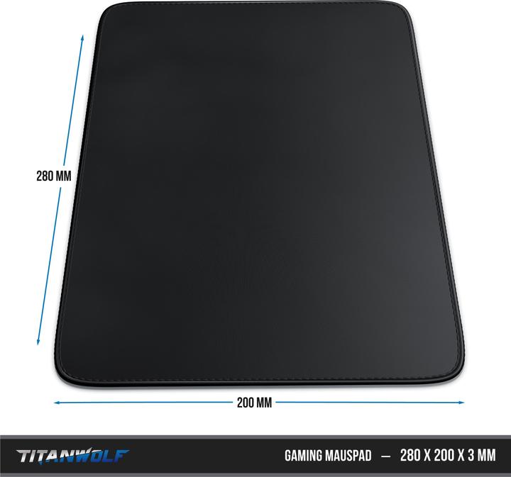 Produktbild Titanwolf Gaming Mauspad, Speed Gaming Mausmatte 280 x 200mm, Mousepad mit gummierter Rückseite, schwarz