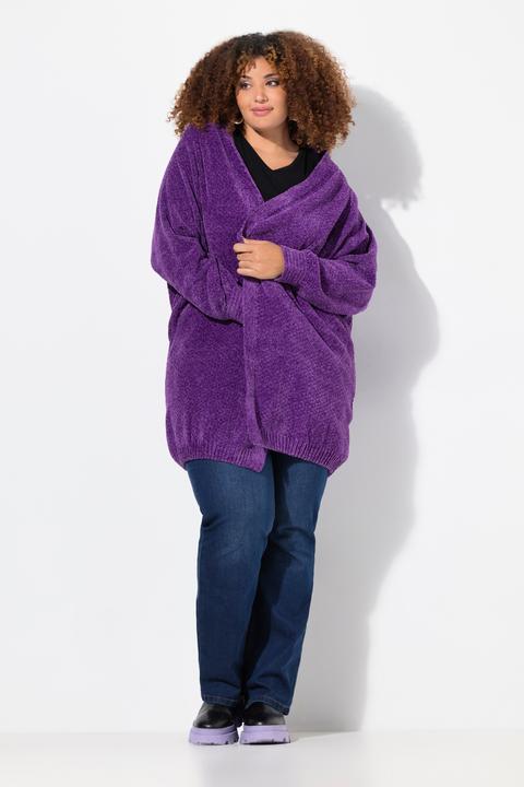 Produktbild Ulla Popken Chenille-Strickjacke, Oversized, V-Ausschnitt, offene Form (46, 48)