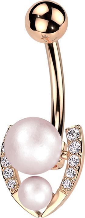 Immagine prodotto Star Piercing Banana oro rosa con sfera oro rosa e due sfere di perle cristalli rosa argento (Ottone, Acciaio chirurgico 316L)