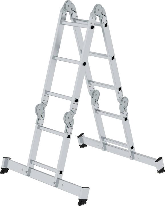 kaiserkraft Multi-purpose ladder 4-section with nivello crossbar 2x2 + 2x3 rungs (Multi-purpose ladder, 3 cm)
