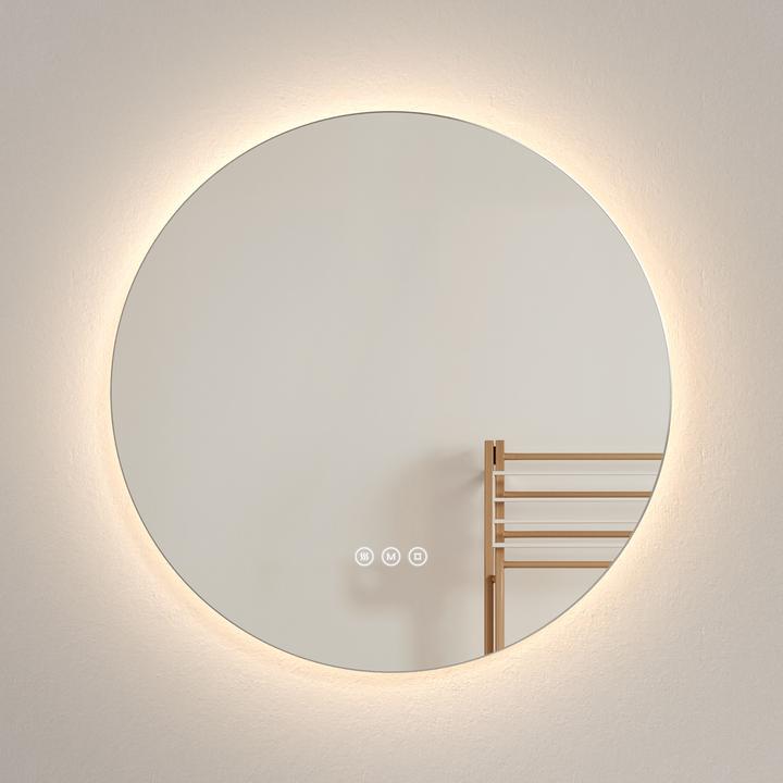 Bathroom Mirror With Lighting Φ70cm,Fog-Free, 3 Colour Temperatures (3000K-6500K)&Dimmable