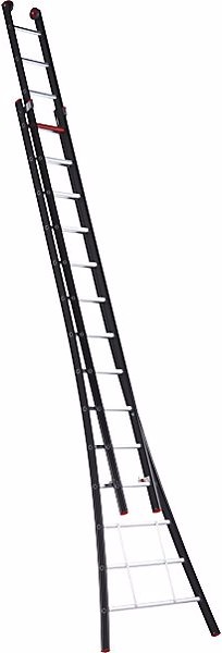 Actual product image Altrex Push-up ladder, 2 part, extendable, black, 2 x 14 rungs. (Shelf ladder, 710 cm)