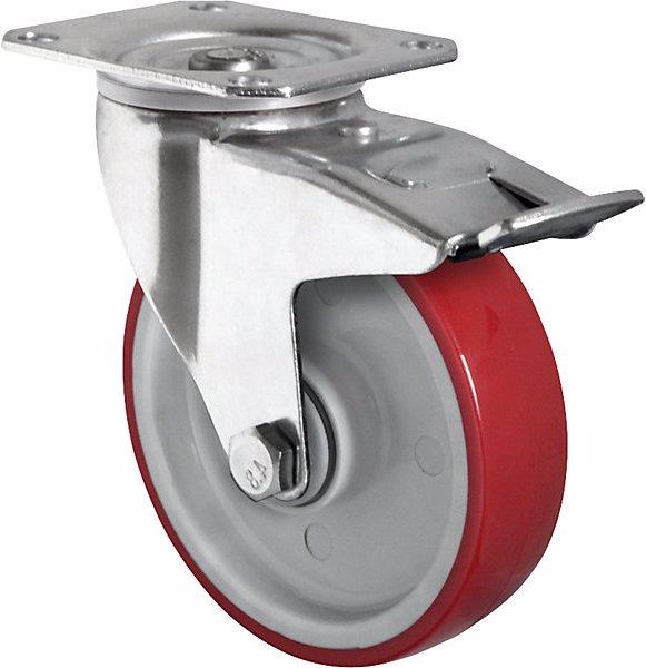 Produktbild eurokraft basic PU-Reifen, rot auf Polyamidfelge