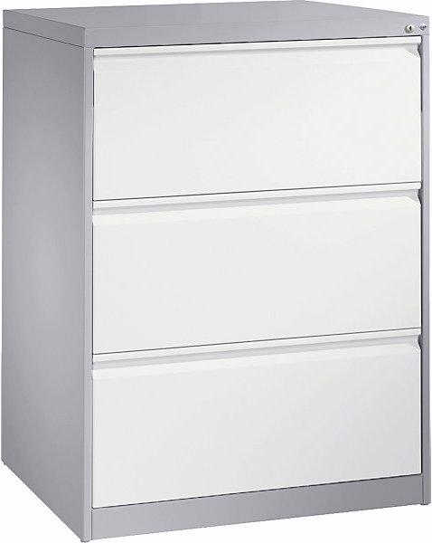 Actual product image C+P ACURADO suspension filing cabinet, 2 track, 3 drawers, white aluminium / traffic (78.70 x 59 x 104.50 cm)