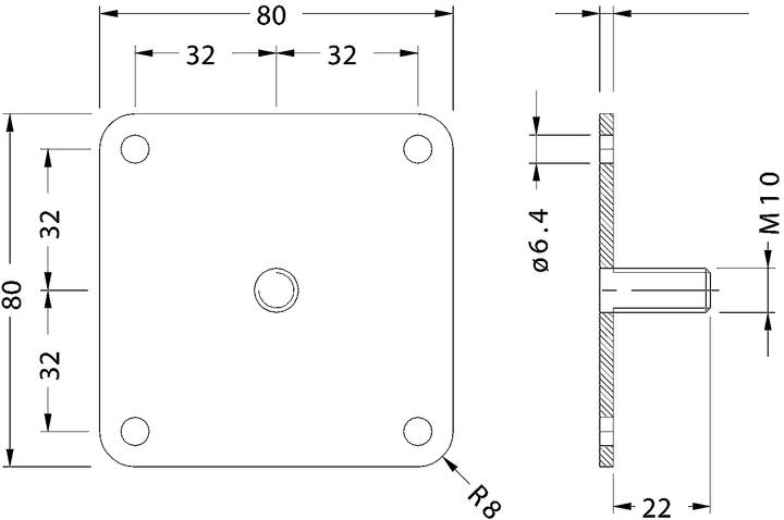 Produktbild Camar Befestigungsplatte mit Gewindestift M10