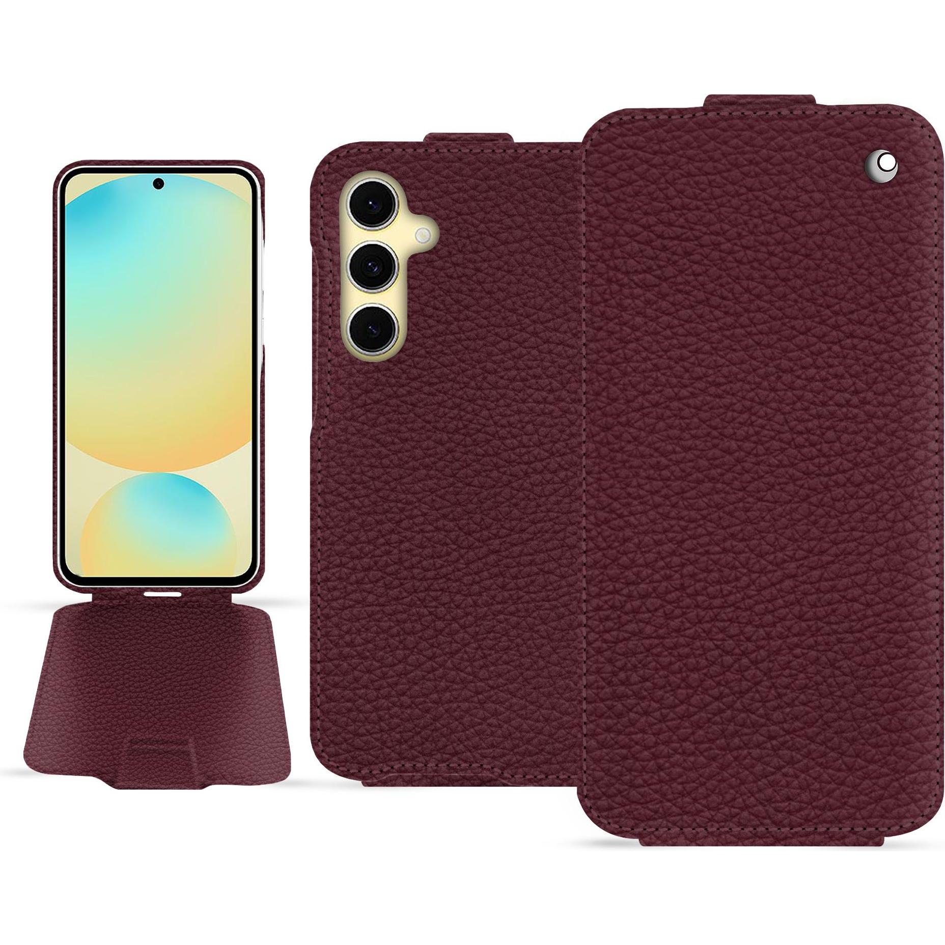 Noreve Lederschutzhülle vertikal (Samsung Galaxy S24 FE), Smartphone Hülle, Violett